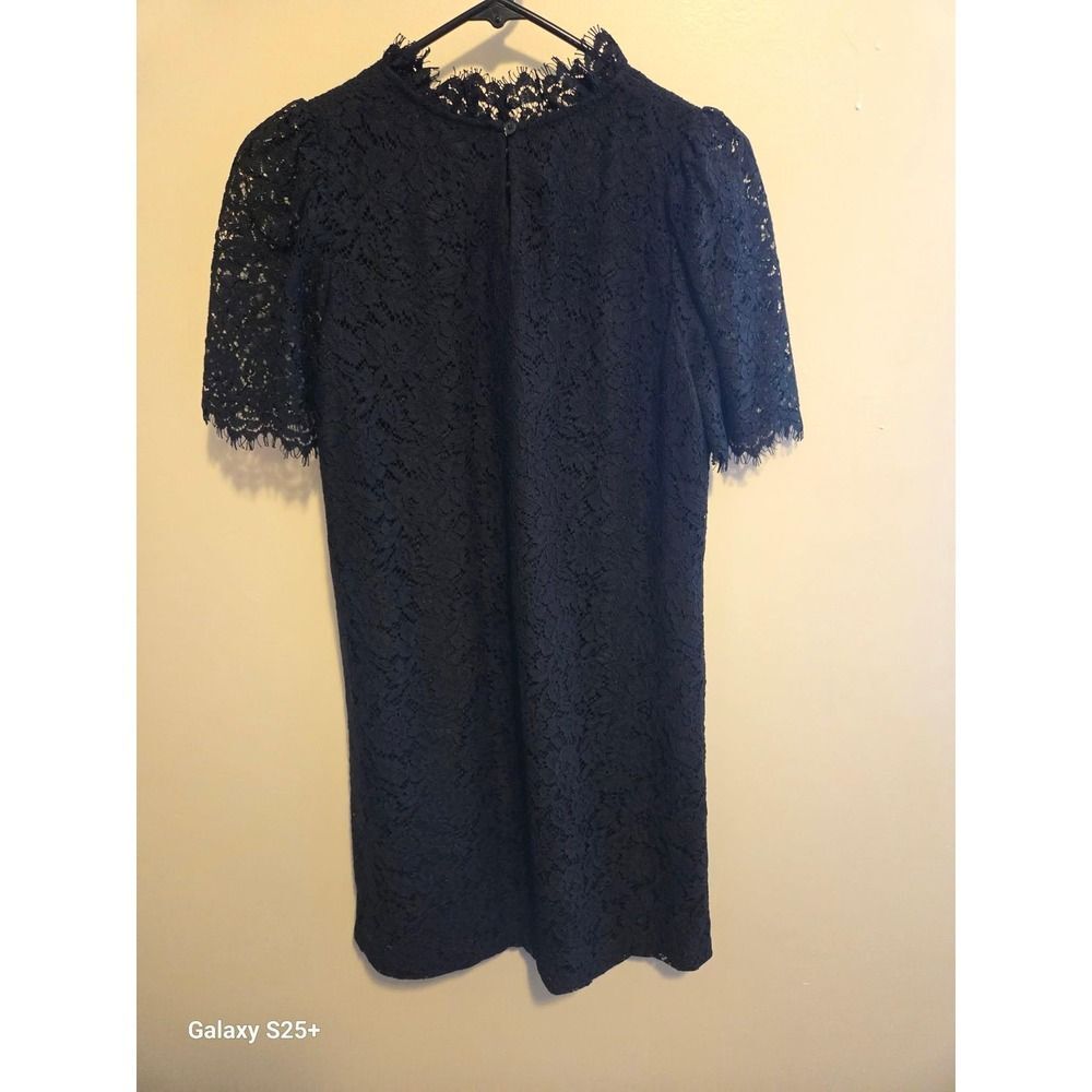 Gap Lace Shift Dress Womens Small Black NEW Floral Mock Neck Short Sleeve - Picture 2 of 4